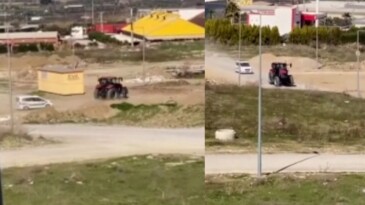 Traktörüyle polisleri arkasına taktı… Film gibi kovalamaca