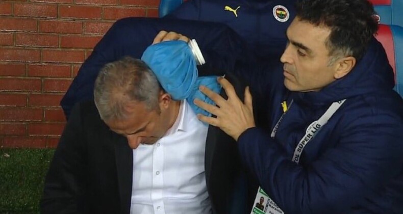Trabzon’da İsmail Kartal’a tribünden yabancı cisim atıldı