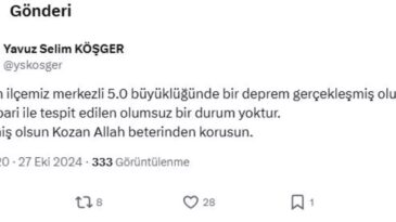 Adana’da 5 Büyüklüğünde Deprem