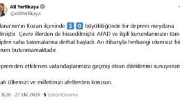Adana’nın Kozan İlçesinde 5.0 Büyüklüğünde Deprem
