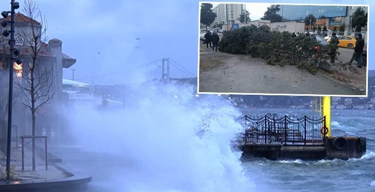 CANLI AKTARIM İstanbul’u şiddetli fırtına vurdu: Ağaçlar devrildi, seferler iptal