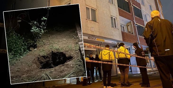 Kocaeli’de tedirgin eden olay! Giriş kısmında çukur oluşan 5 katlı bina tahliye edildi