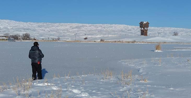 Sivas’ın en büyük gölü Tödürge, buz tuttu