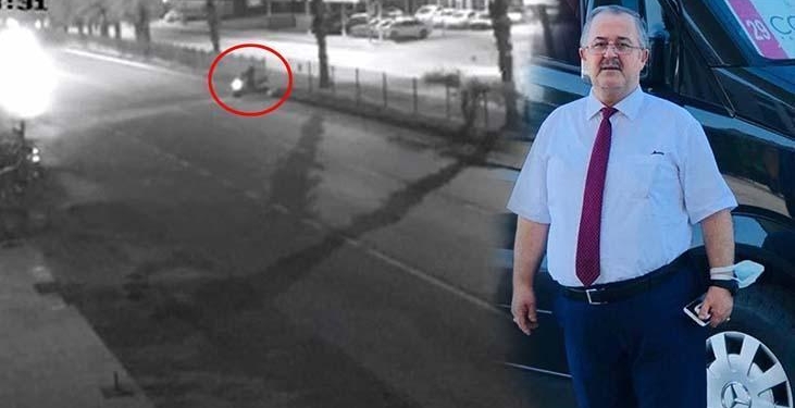 Skuterle karşıya geçerken can verdi! Emekli polisin hayatını kaybettiği kaza kamerada