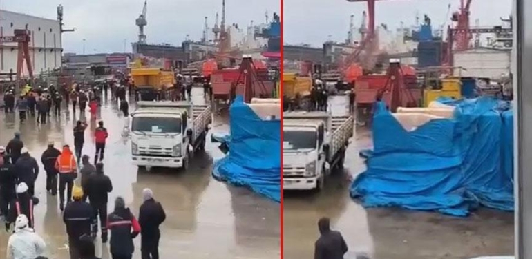 Son dakika… Yalova’da tersaneler bölgesinde vinç devrildi