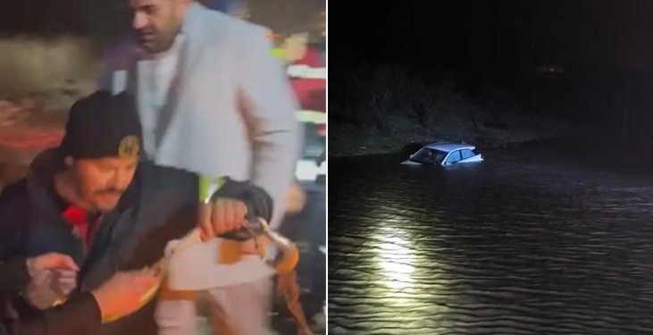 Adıyaman’da sel felaketi! Otomobil suya gömüldü, vatandaşlar halatlarla kurtarıldı