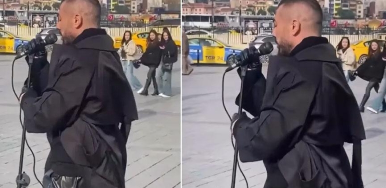 İstanbul’un göbeğinde sokak sanatçısı gibi şarkı söyledi! Ünlü sanatçıyı gören şakına döndü